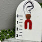 Heart Arch Dangles with Faux Wood Stud Topper