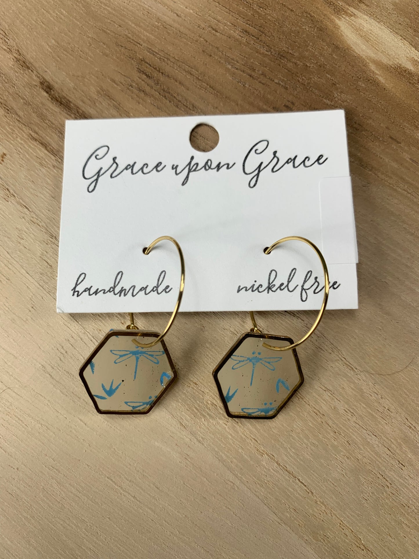 Dragonfly hoops - small hexagons