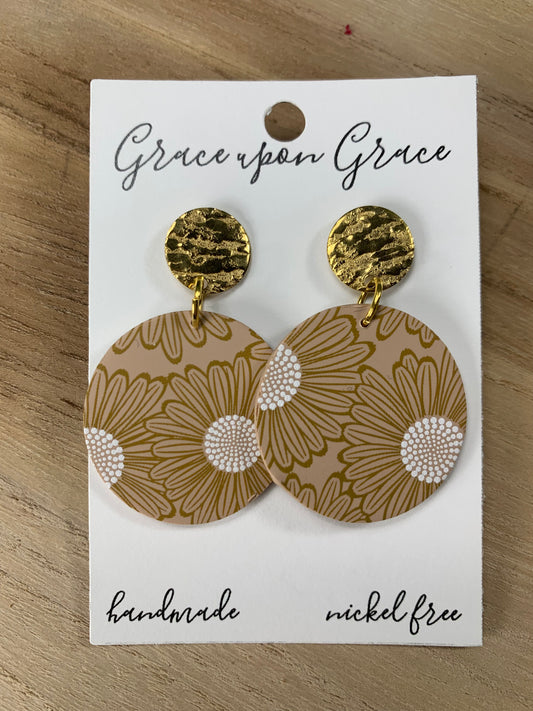 Painted Sunflower Dangles - Circle Posts